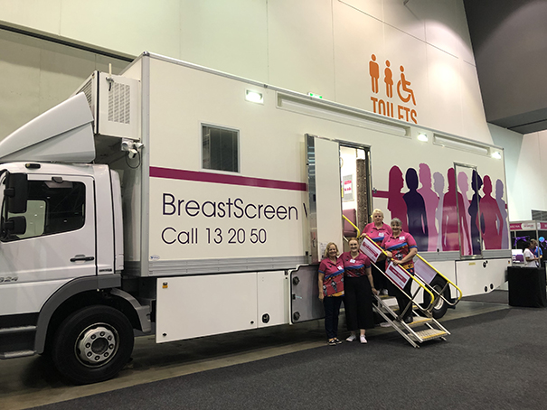 BreastScreen bus and staff