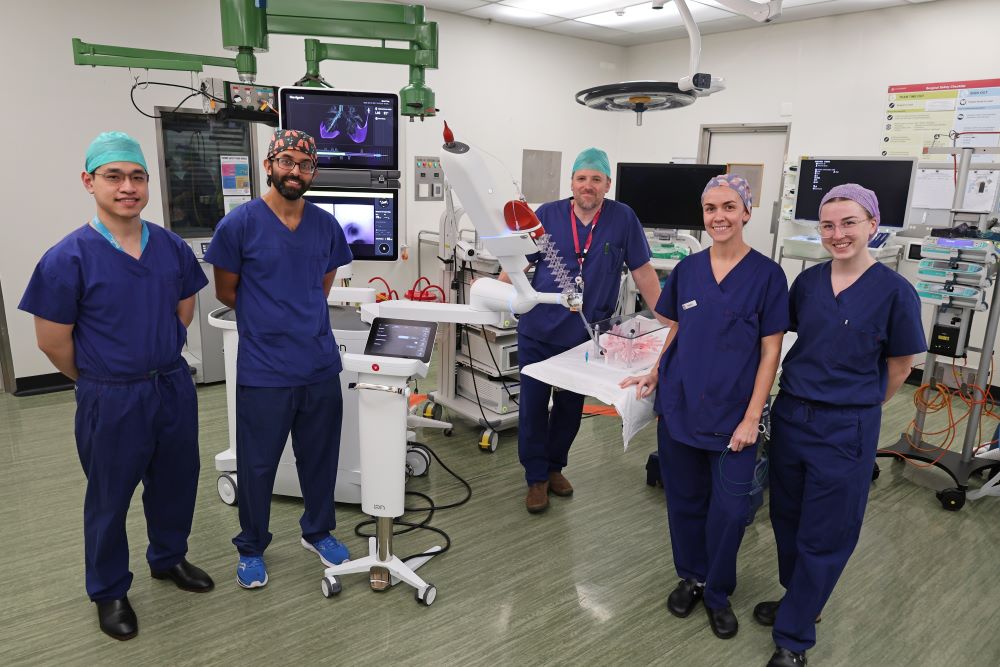 Sir Charles Gairdner Hospital medical team who performed the first procedure in WA using a robotic bronchoscopy.